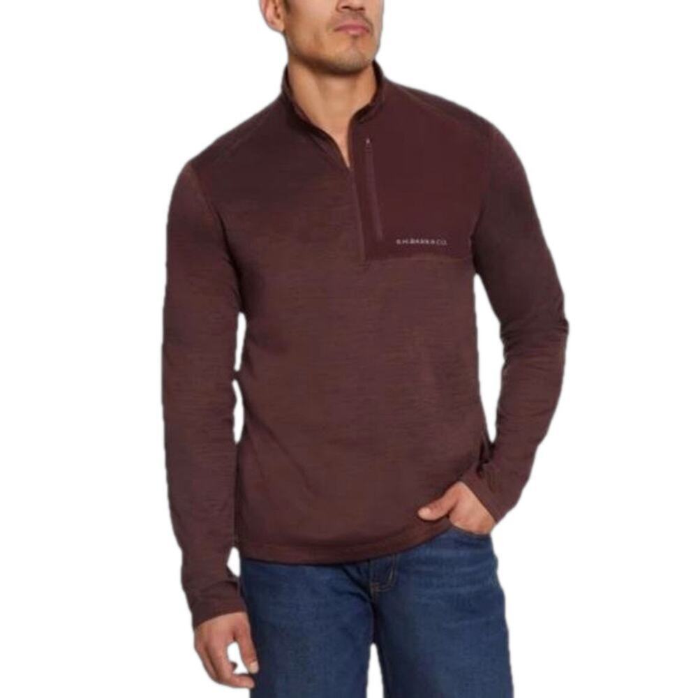 GH Bass Men's Quarter Zip Fleece Top Pullover Chest Pocket Red Size XXL NWT